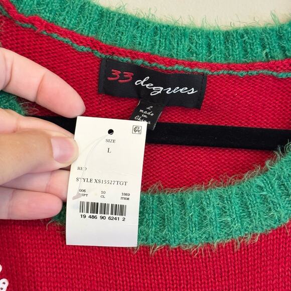 33 Degrees Christmas Sweater Red Large NWT - Picture 4 of 5